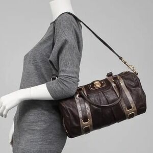 Marc Jacobs Vintage Made in Italy Trish Striped Bowler Bag Brown Fall 2006